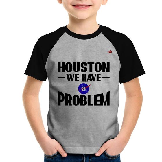 Imagem de Camiseta Raglan Infantil Houston, we have a problem - Foca na Moda