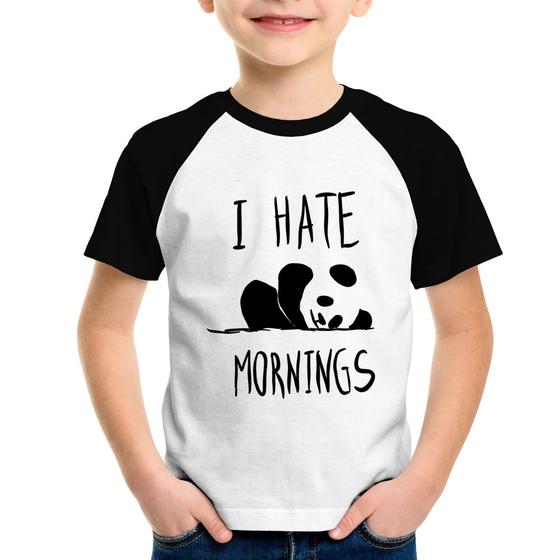 Imagem de Camiseta Raglan Infantil I Hate Mornings - Foca na Moda