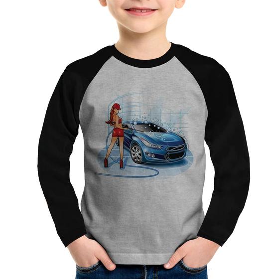 Imagem de Camiseta Raglan Infantil Lava Jato Garota Manga Longa - Foca na Moda