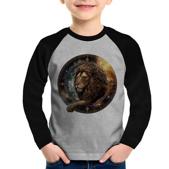 Imagem de Camiseta Raglan Infantil Leão Sígno Manga Longa - Foca na Moda