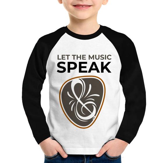 Imagem de Camiseta Raglan Infantil Let the music speak Manga Longa - Foca na Moda