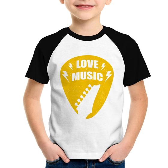 Imagem de Camiseta Raglan Infantil Love Music - Foca na Moda