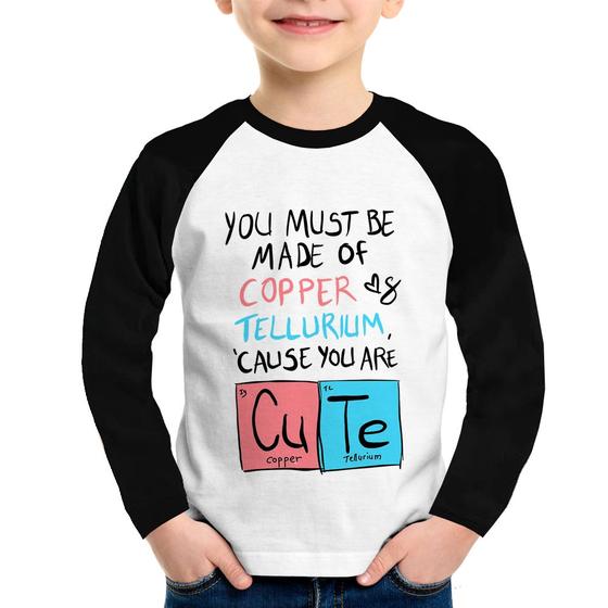 Imagem de Camiseta Raglan Infantil Made of Cooper Cute Manga Longa - Foca na Moda