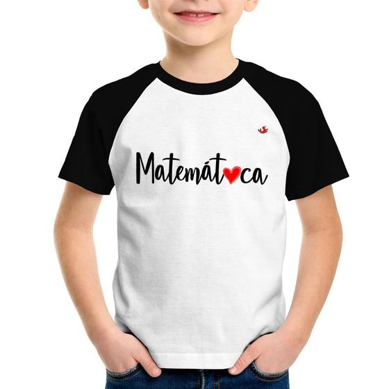 Imagem de Camiseta Raglan Infantil Matemática por amor - Foca na Moda