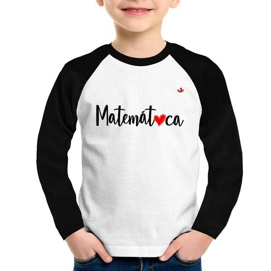 Imagem de Camiseta Raglan Infantil Matemática por amor Manga Longa - Foca na Moda