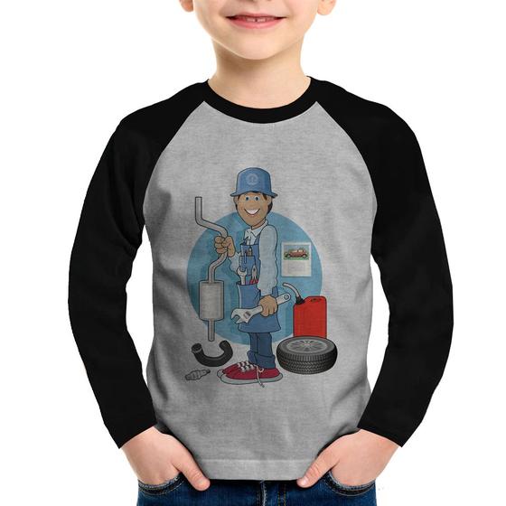 Imagem de Camiseta Raglan Infantil Mecânico Manga Longa - Foca na Moda