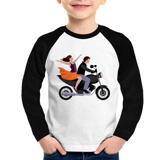 Imagem de Camiseta Raglan Infantil Moto Casal Manga Longa - Foca na Moda