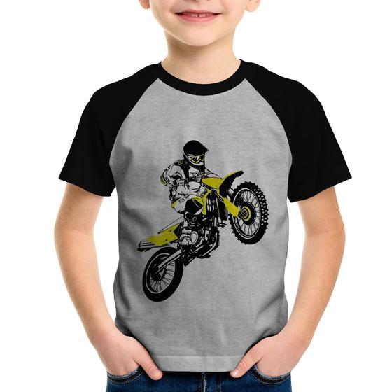 Imagem de Camiseta Raglan Infantil Motocross Jump - Foca na Moda