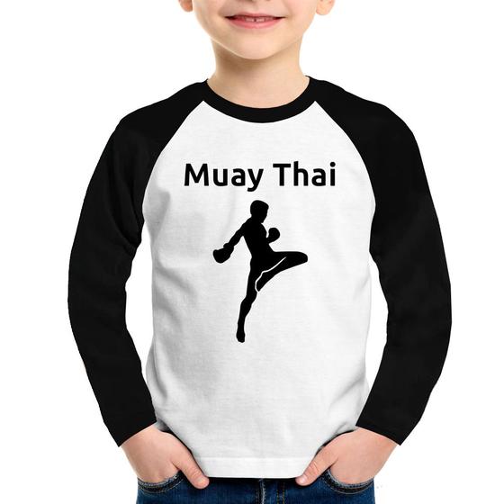 Imagem de Camiseta Raglan Infantil Muay Thai Manga Longa - Foca na Moda