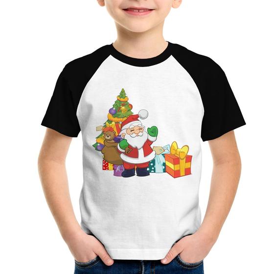 Imagem de Camiseta Raglan Infantil Natal Papai Noel - Foca na Moda