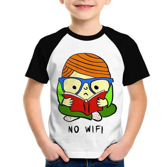 Imagem de Camiseta Raglan Infantil No Wifi - Foca na Moda