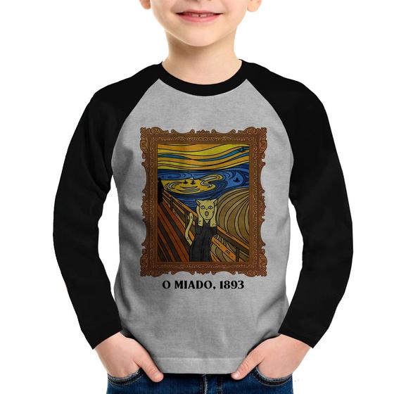 Imagem de Camiseta Raglan Infantil O miado, 1893 Manga Longa - Foca na Moda