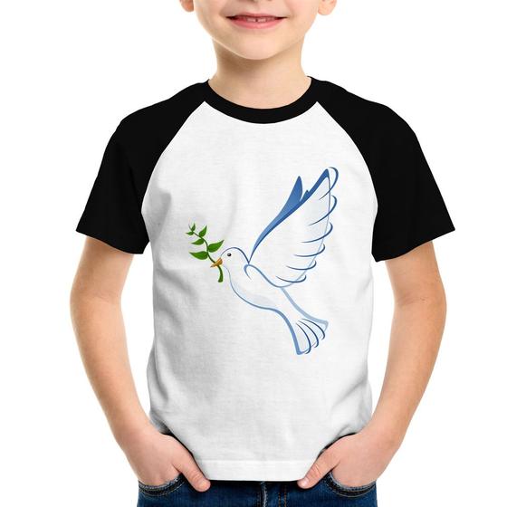 Imagem de Camiseta Raglan Infantil Pomba da Paz - Foca na Moda