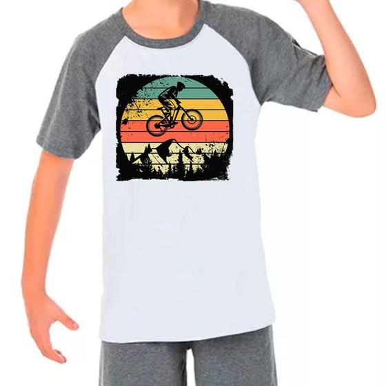 Imagem de Camiseta Raglan Infantil Preto Branca Bike Bicicleta 14