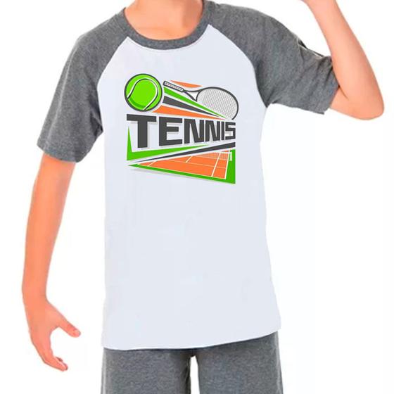 Imagem de Camiseta Raglan Infantil Preto Branca Esporte Sport Tennis01