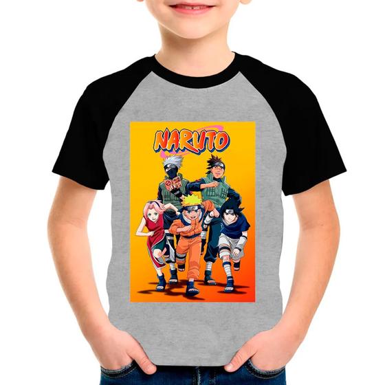 Imagem de Camiseta Raglan Infantil Preto Cinza Desenho Naruto Anime 05