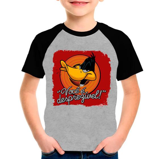 Imagem de Camiseta Raglan Infantil Preto Cinza Desenho Patolino