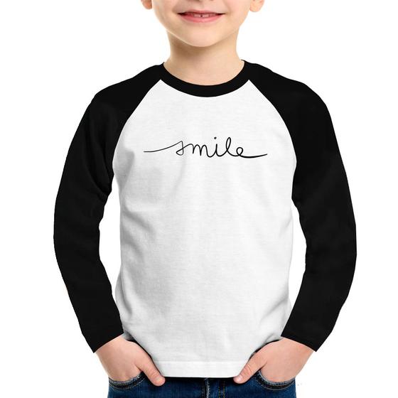 Imagem de Camiseta Raglan Infantil Smile Manga Longa - Foca na Moda