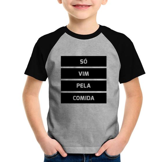 Imagem de Camiseta Raglan Infantil Só vim pela comida - Foca na Moda