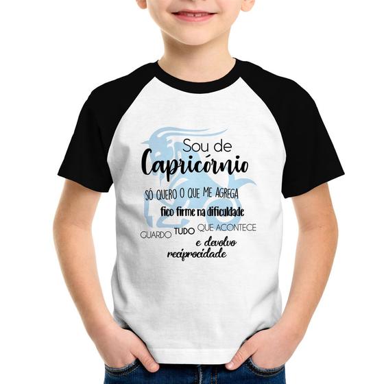 Imagem de Camiseta Raglan Infantil Sou de Capricórnio - Foca na Moda