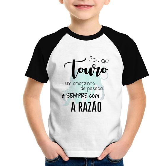 Imagem de Camiseta Raglan Infantil Sou de Touro - Foca na Moda