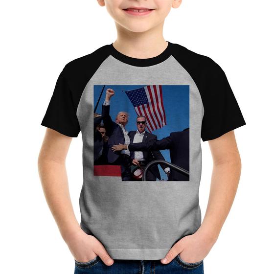 Imagem de Camiseta Raglan Infantil Trump 2024 - Foca na Moda