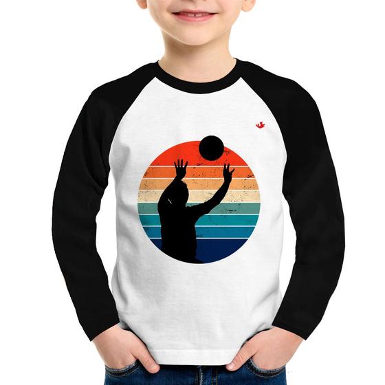 Imagem de Camiseta Raglan Infantil Vôlei Vintage Sunset Manga Longa - Foca na Moda