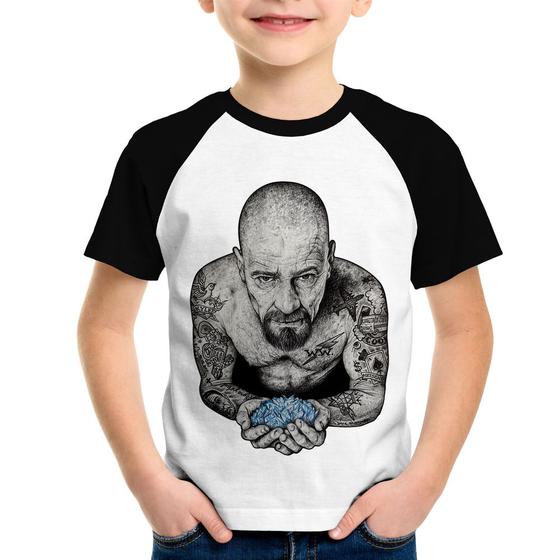 Imagem de Camiseta Raglan Infantil Walter White Tattoo Heisenberg - Foca na Moda