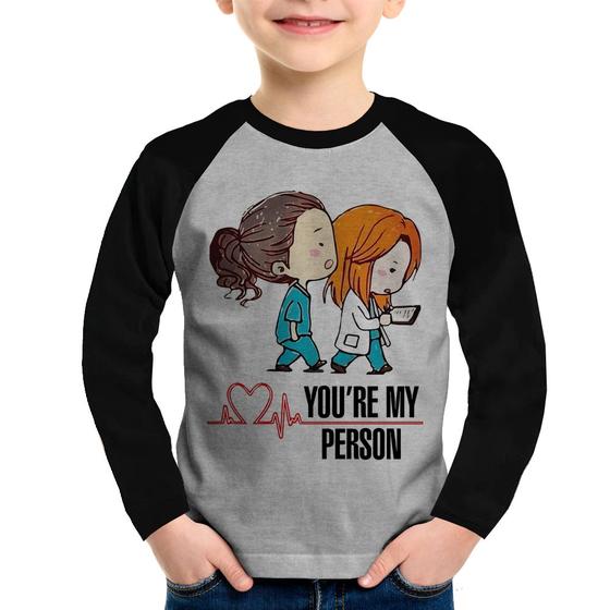 Imagem de Camiseta Raglan Infantil You're My Person Manga Longa - Foca na Moda