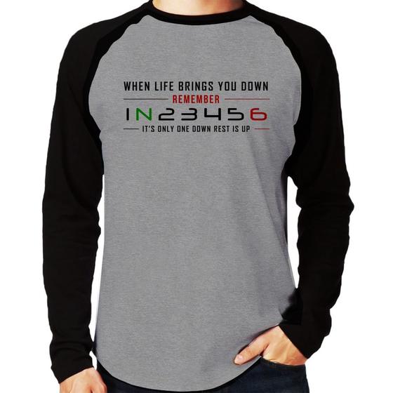 Imagem de Camiseta Raglan It's Only One Down Rest Is Up Manga Longa - Foca na Moda