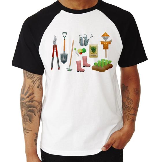 Imagem de Camiseta Raglan Jardinagem Paisagista - Foca na Moda