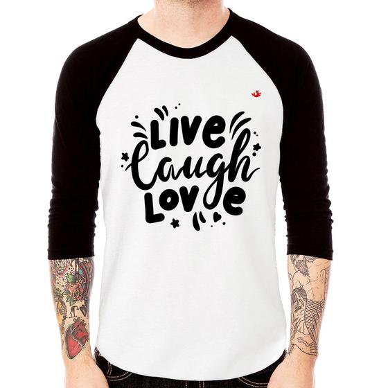 Imagem de Camiseta Raglan Live Laugh Love Manga 3/4 - Foca na Moda