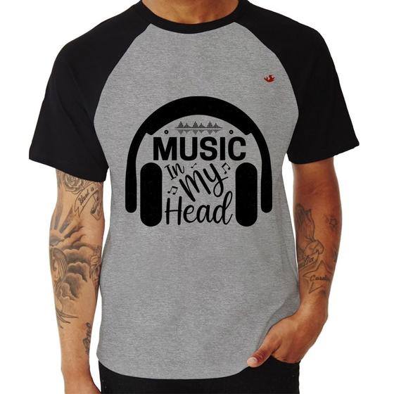 Imagem de Camiseta Raglan Music in my head - Foca na Moda