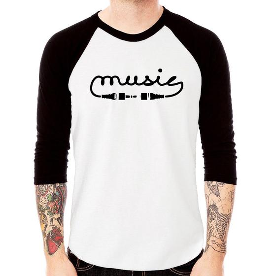 Imagem de Camiseta Raglan Music Plug Manga 3/4 - Foca na Moda