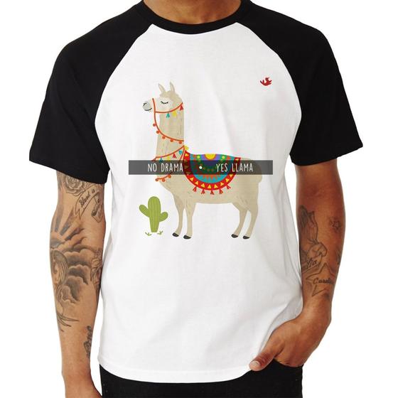 Imagem de Camiseta Raglan No Drama Yes Llama - Foca na Moda