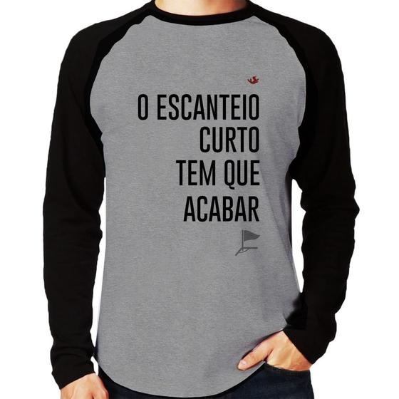 Imagem de Camiseta Raglan O escanteio curto tem que acabar Manga Longa - Foca na Moda