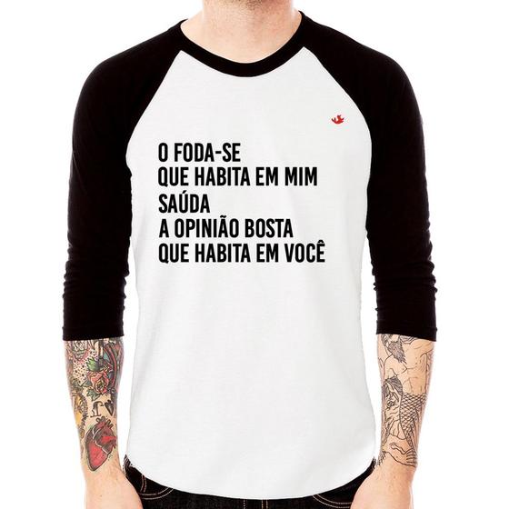 Imagem de Camiseta Raglan O foda-se que habita em mim Manga 3/4 - Foca na Moda