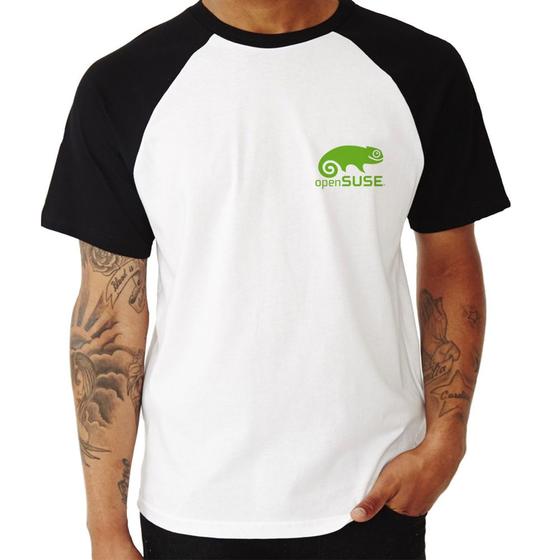 Imagem de Camiseta Raglan openSUSE Linux - Foca na Moda