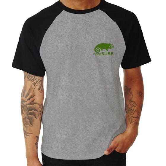 Imagem de Camiseta Raglan openSUSE Linux - Foca na Moda
