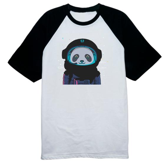 Imagem de Camiseta Raglan Panda astronauta cartoon