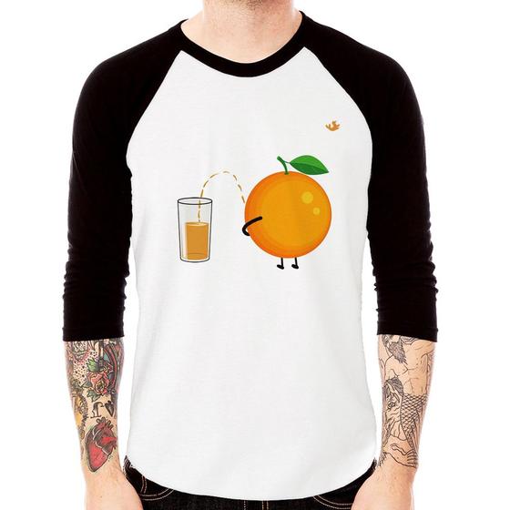 Imagem de Camiseta Raglan Peeing Orange Manga 3/4 - Foca na Moda