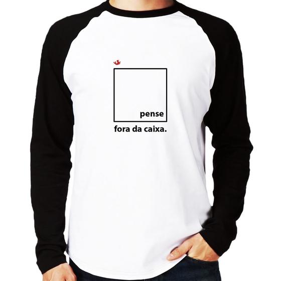 Imagem de Camiseta Raglan Pense fora da caixa Manga Longa - Foca na Moda