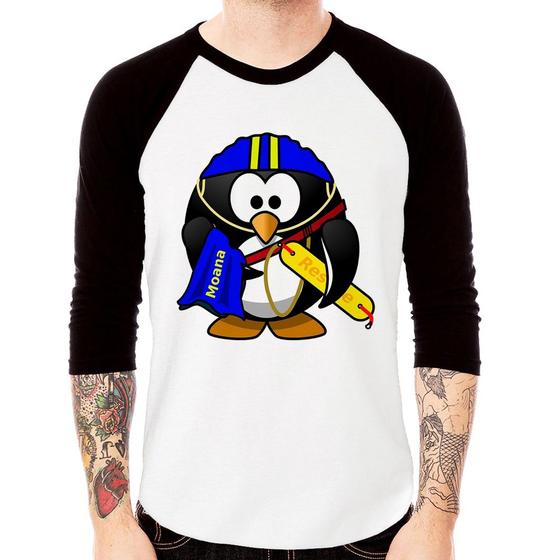 Imagem de Camiseta Raglan Pinguim Salva Vidas Manga 3/4 - Foca na Moda