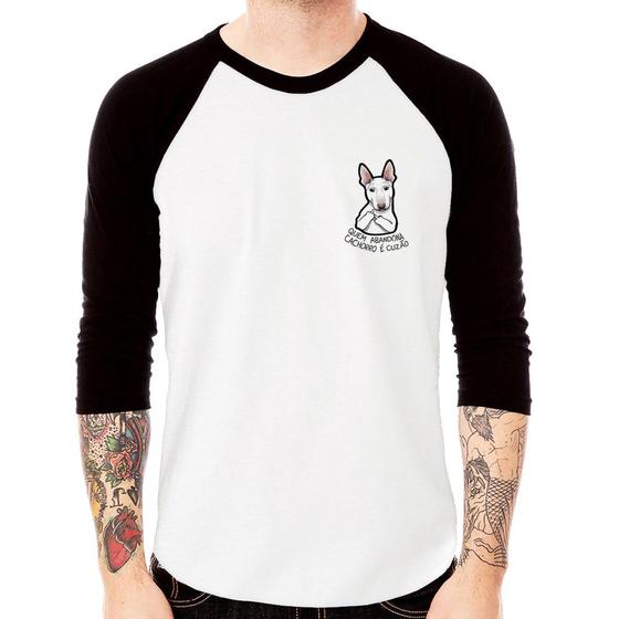 Imagem de Camiseta Raglan Quem abandona cachorro é cuzão Manga 3/4 - Foca na Moda