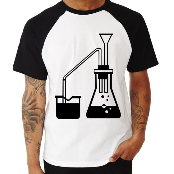 Imagem de Camiseta Raglan Química Erlenmeyer e Bequer - Foca na Moda