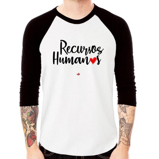Imagem de Camiseta Raglan Recursos Humanos por amor Manga 3/4 - Foca na Moda