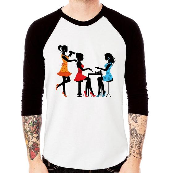 Imagem de Camiseta Raglan Salão de Beleza Cabeleireira e Manicure Manga 3/4 - Foca na Moda