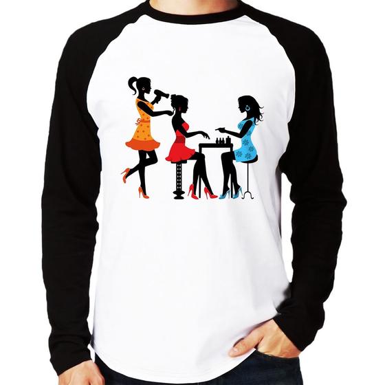 Imagem de Camiseta Raglan Salão de Beleza Cabeleireira e Manicure Manga Longa - Foca na Moda