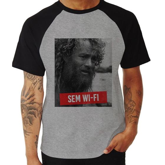 Imagem de Camiseta Raglan Sem Wi-Fi - Foca na Moda