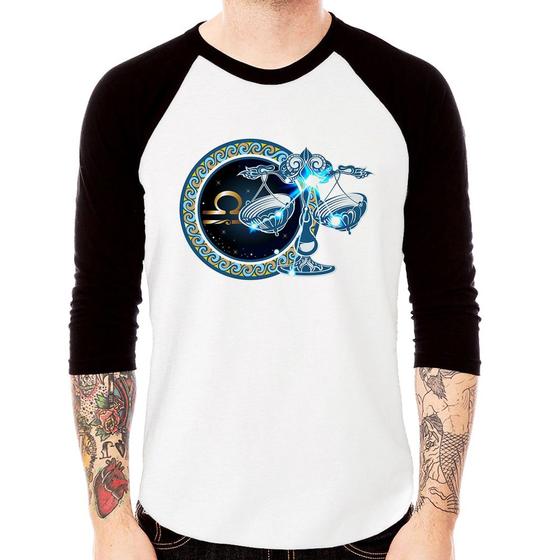 Imagem de Camiseta Raglan Signo Libra Astrologia Manga 3/4 - Foca na Moda